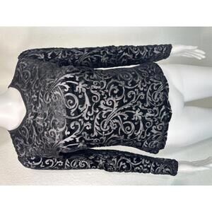 VTG Karen Kane Velvet Burnout Top Sz S Petite Gothic Black Romantic Whimsigoth